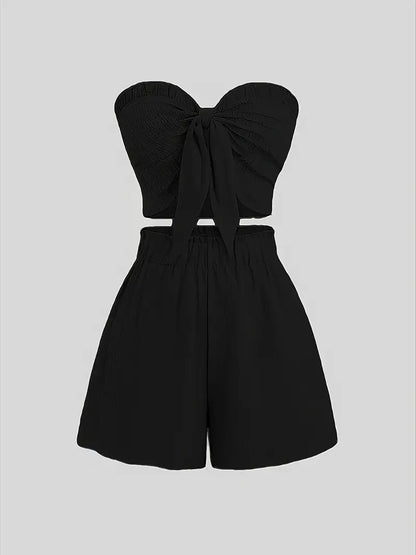 Ensemble Avec Haut Bandeau Froncé Et Short Large Pour Femme | Idéal Pour Les Journées Estivales