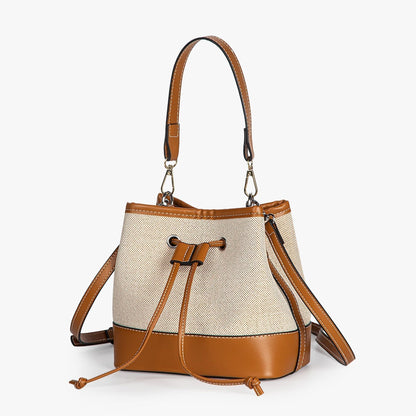 Sac Seau Bicolore Avec Cordon De Serrage Et Bandoulière Ajustable Pour Femme | Idéal Pour Usage Quotidien