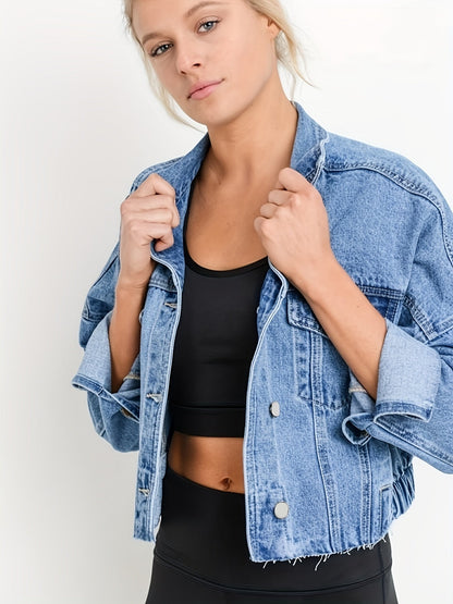 Veste en jean à col chemise pour femmes