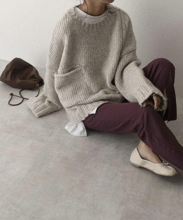 Pull Oversize avec Poche Contraste pour Femme | Idéal pour L’Hiver