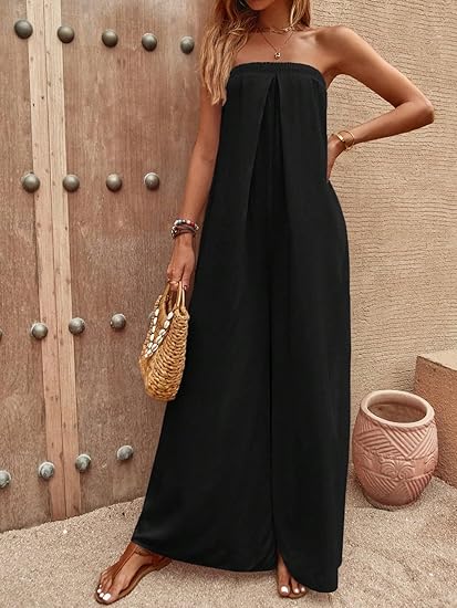 Combinaison Sans Bretelles À Coupe Ample Pour Femme | Idéale Pour Les Occasions Estivales