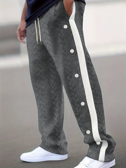 Pantalon Large avec Boutons Latéraux et Taille à Cordon pour Homme | Idéal pour un Usage Quotidien