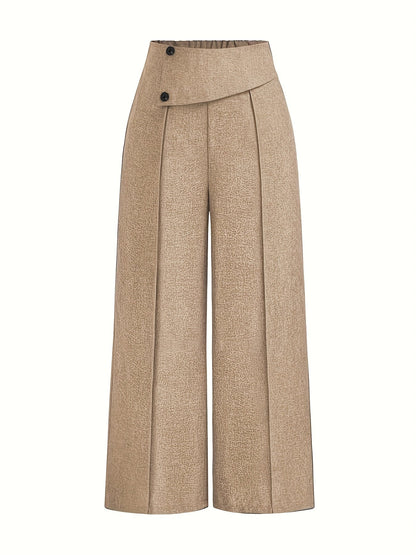 Pantalon Large Taille Haute Avec Plis Frontaux Pour Femme | Idéal Pour Usage Quotidien Et Professionnel