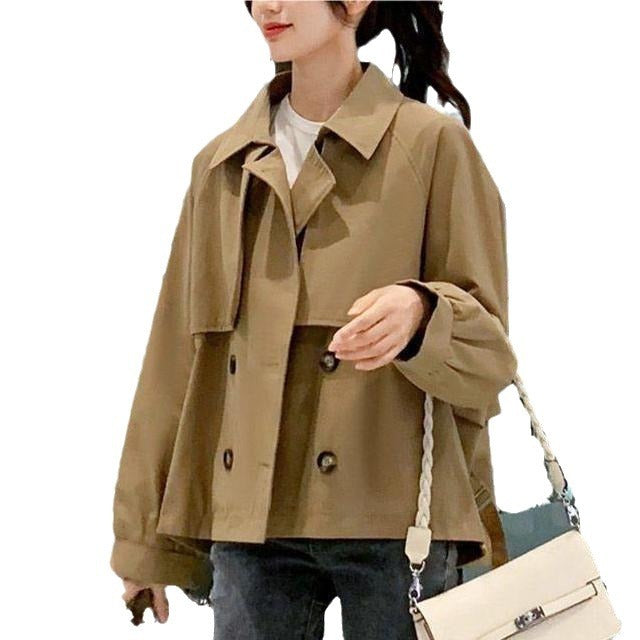 Trench-Coat Court Avec Col Revers Et Fermeture Boutonnée Pour Femmes | Idéal Pour La Mi-Saison