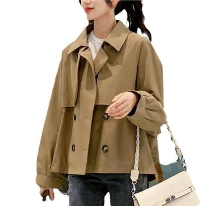 Trench-Coat Court Avec Col Revers Et Fermeture Boutonnée Pour Femmes | Idéal Pour La Mi-Saison
