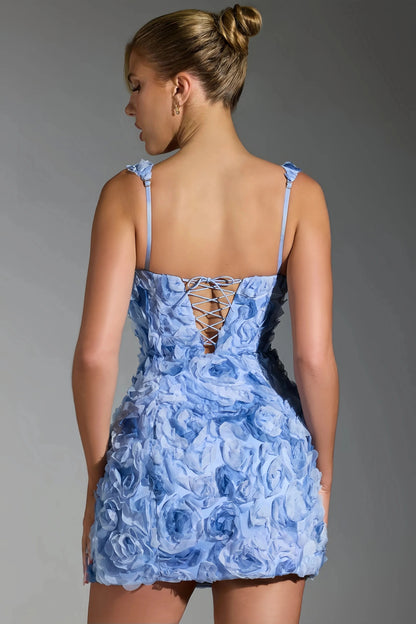 Robe Mini Noire avec Fleurs 3D et Encolure Dos Nu pour Femme | Idéale pour les Sorties et Journées Décontractées