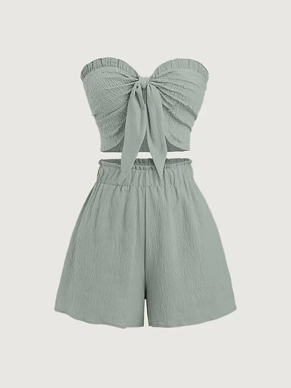Ensemble Avec Haut Bandeau Froncé Et Short Large Pour Femme | Idéal Pour Les Journées Estivales