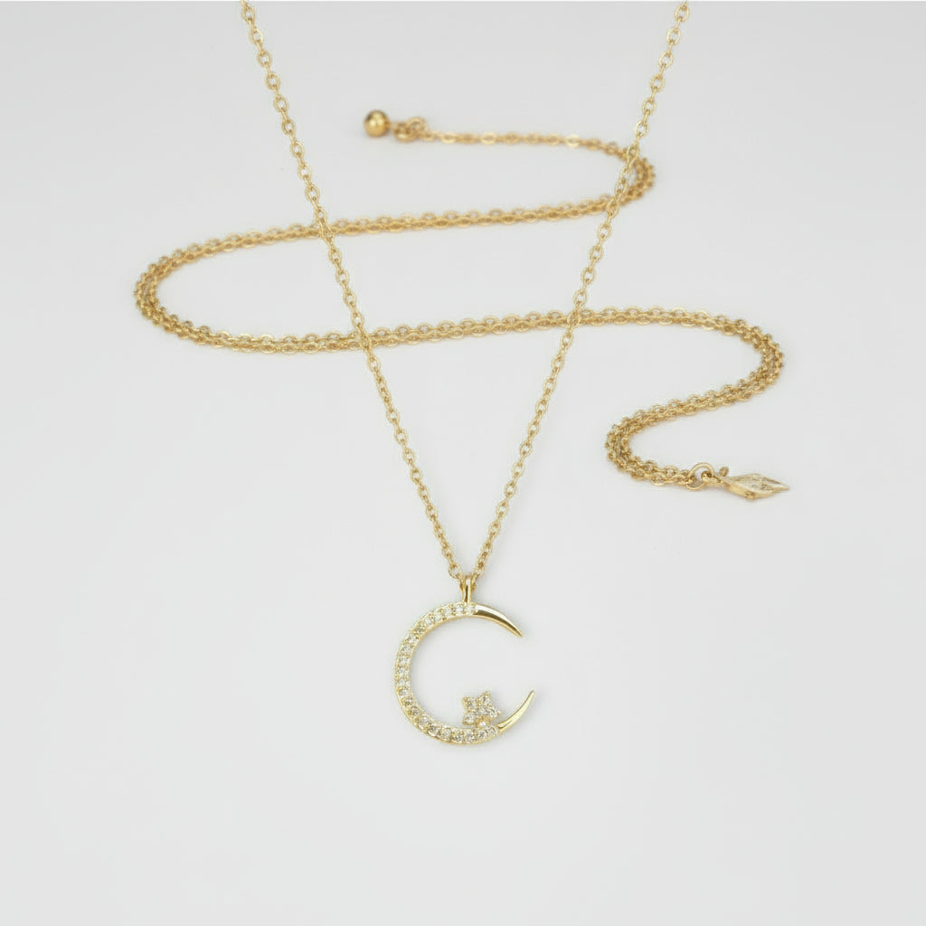 Collier avec Pendentif Lune Et Étoile pour Femme | Idéal pour Les Occasions Spéciales