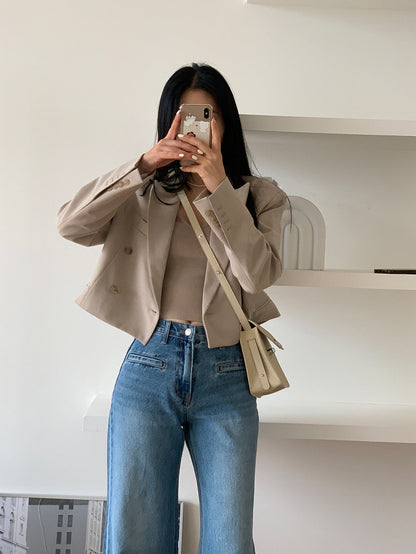 Jean à Jambe Large avec Taille Haute Structurée pour Femme | Idéal pour Tenues Décontractées