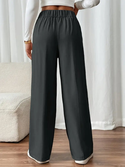 Pantalon Large À Taille Élastique Avec Poches Latérales Pour Femme | Idéal Pour Usage Quotidien
