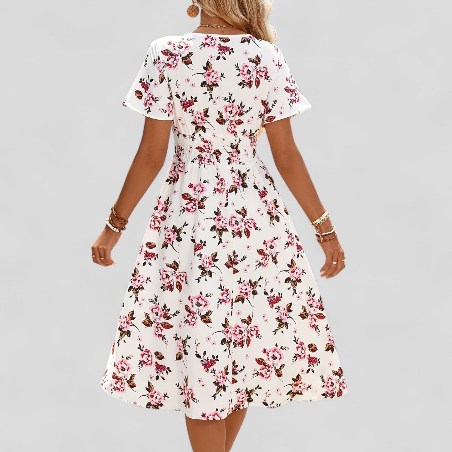 Robe Midi à Encolure en V et Coupe A-ligne pour Femme | Idéale pour Usage Quotidien et Été