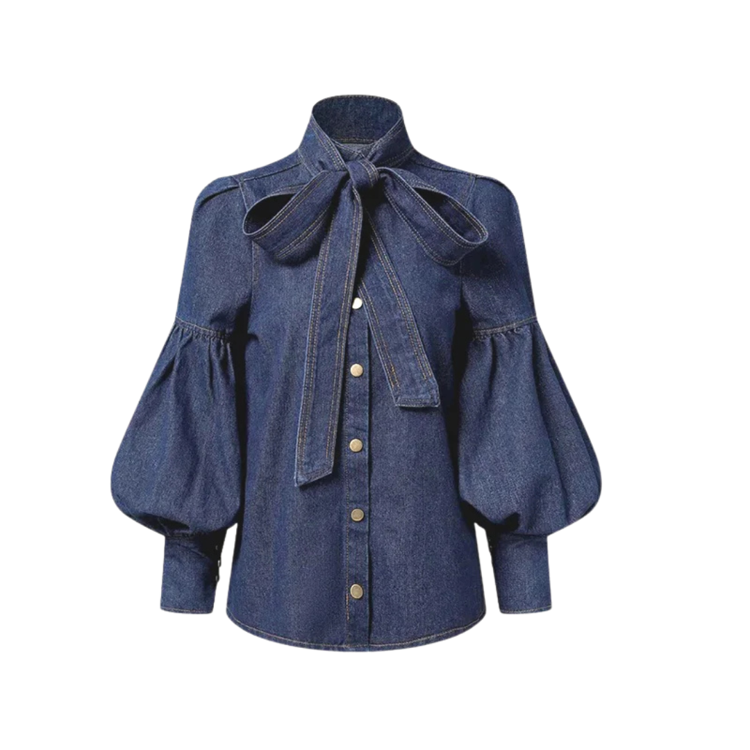Blouse À Col Haut Avec Nœud Et Manches Bouffantes Pour Femme | Idéale Pour Usage Quotidien Et Saisons Mixtes