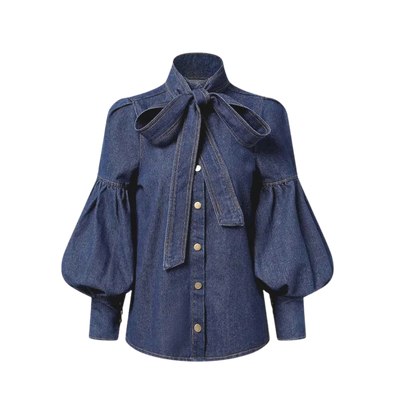 Blouse À Col Haut Avec Nœud Et Manches Bouffantes Pour Femme | Idéale Pour Usage Quotidien Et Saisons Mixtes