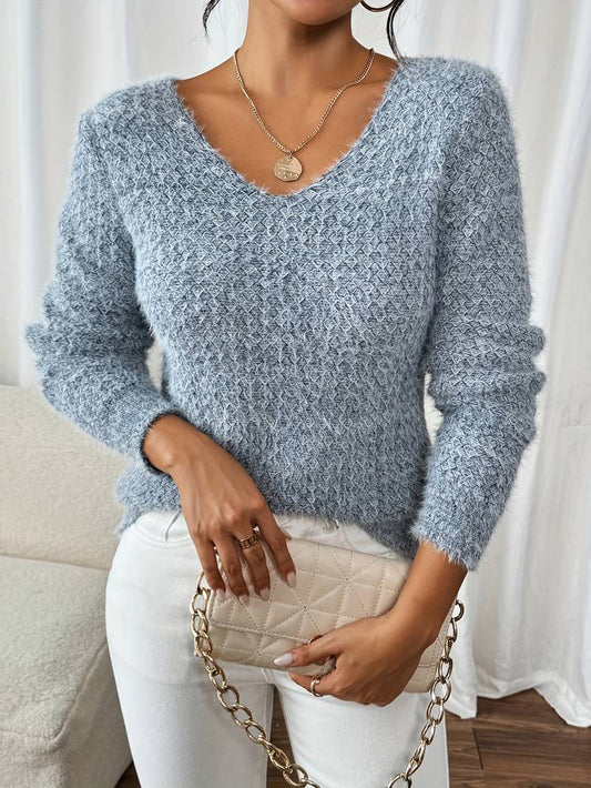 Pull à Col V avec Coupe Ample pour Femme | Idéal pour Usage Quotidien et Mi-Saison