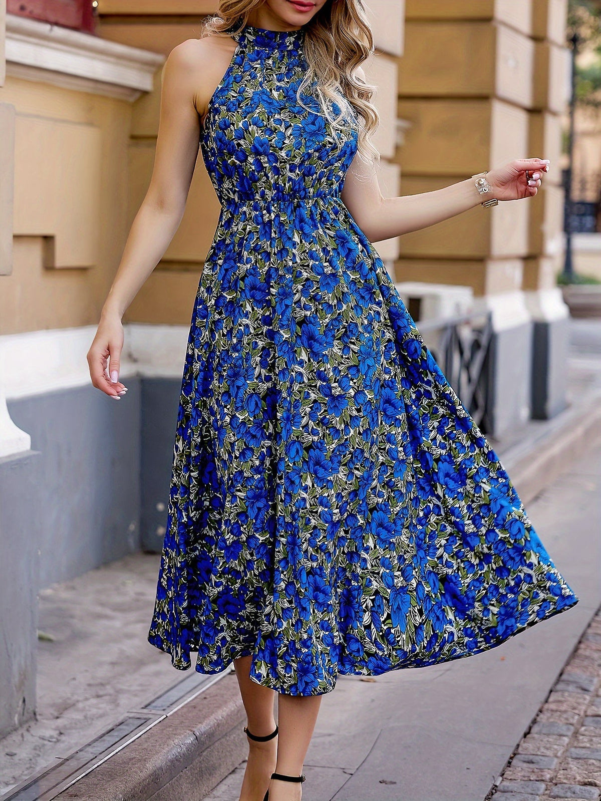 Robe Midi Florale Avec Col Montant Pour Femme | Idéal Pour Occasions D'Été
