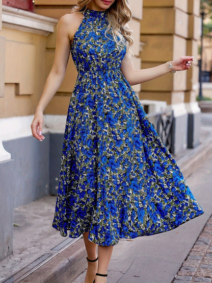Robe Midi Florale Avec Col Montant Pour Femme | Idéal Pour Occasions D'Été