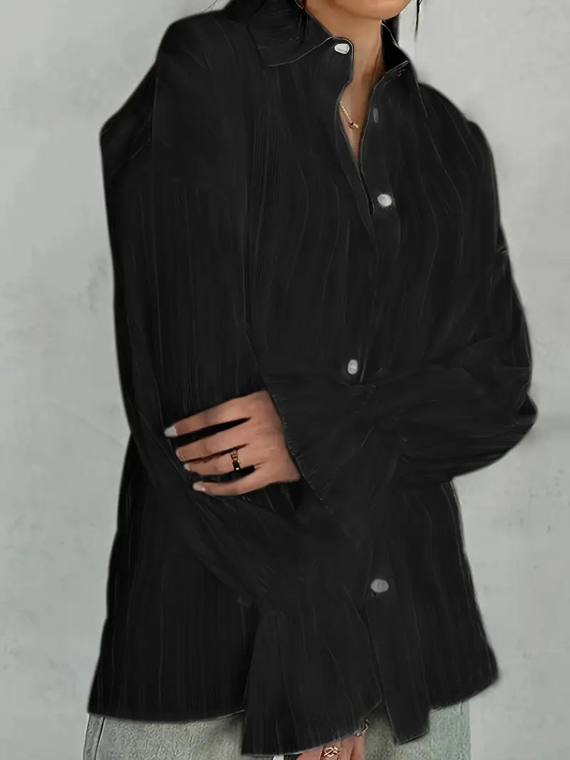 Blouse à Manches Longues avec Détails en Dentelle Verticale pour Femmes | Idéal pour le Bureau et les Occasions Quotidiennes