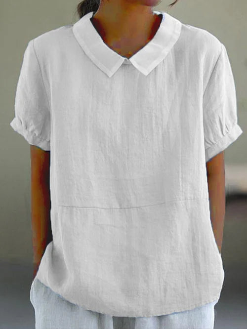 Blouse à Manches Courtes avec Col Structuré pour Femme | Idéale pour l'Été