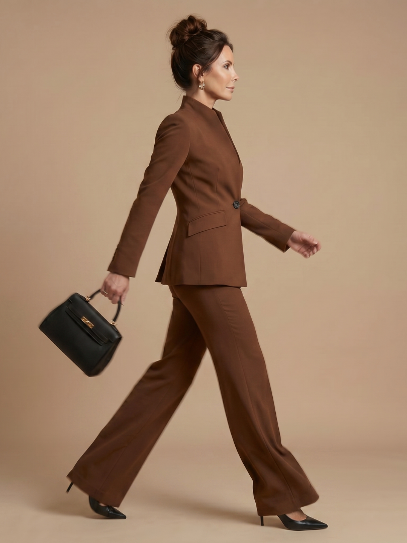 Ensemble tailleur à col montant pour femmes