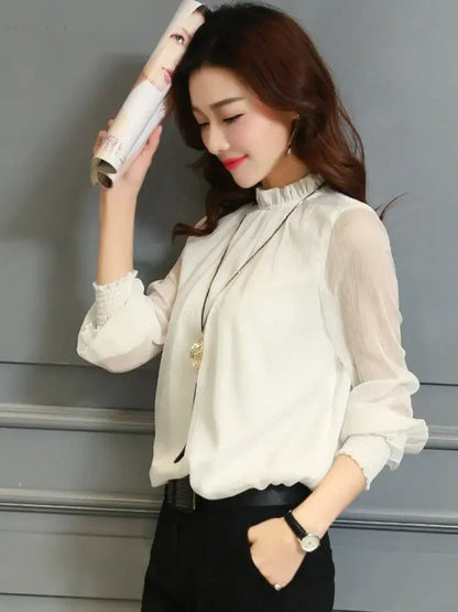Blouse à Manches Longues avec Détails Ondulés pour Femme | Idéale pour l’Été