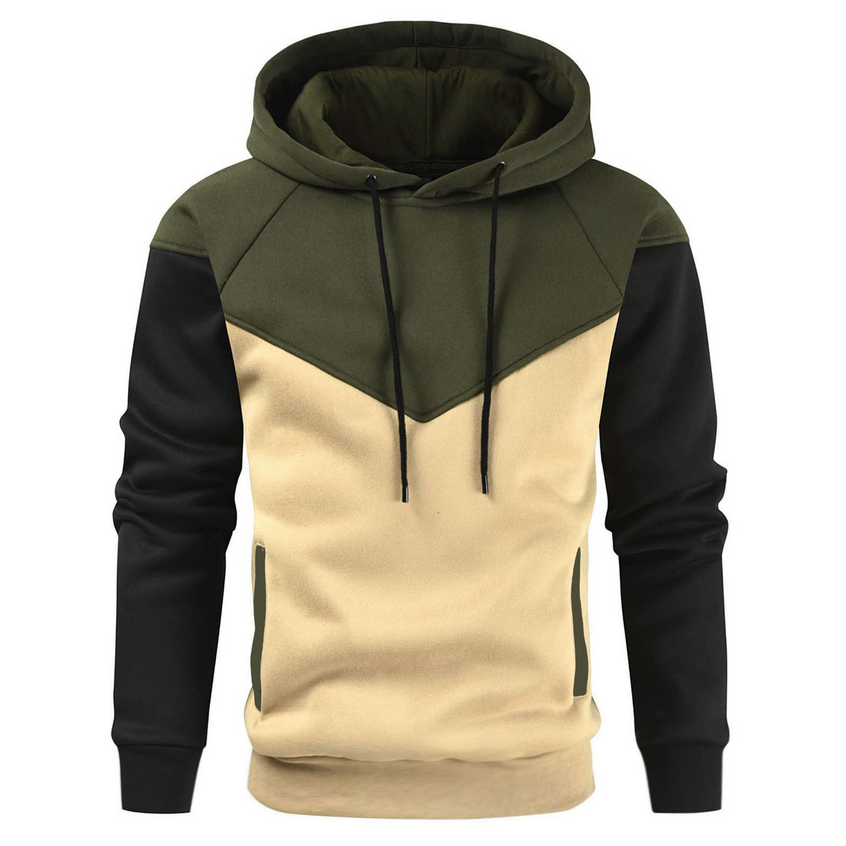Sweat à capuche colorblock manches longues pour hommes