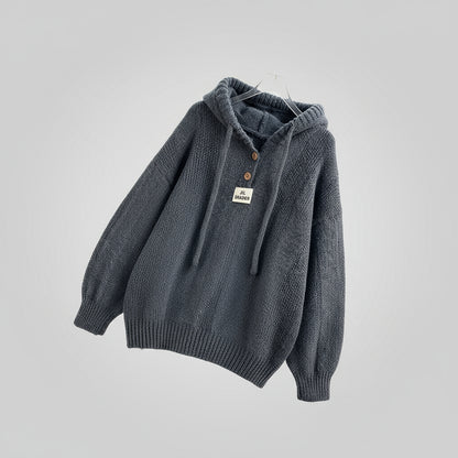 Pull En Maille À Capuche avec Patte De Boutonnage pour Adultes | Idéal pour Les Journées Décontractées