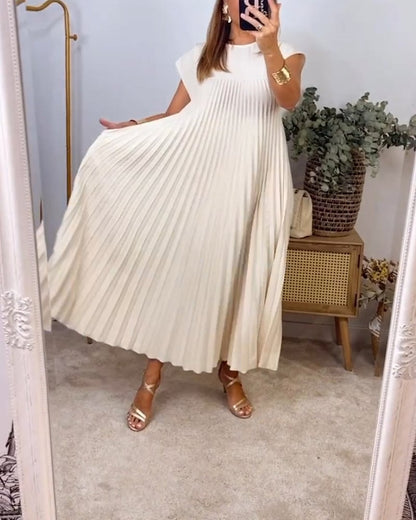 Robe Plissée Sans Manches Avec Poches Pour Femme | Idéale Pour le Printemps et l'Été