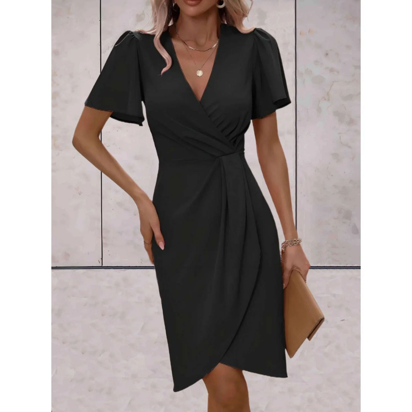 Robe portefeuille à manches fluides pour femmes | Idéal pour les occasions formelles
