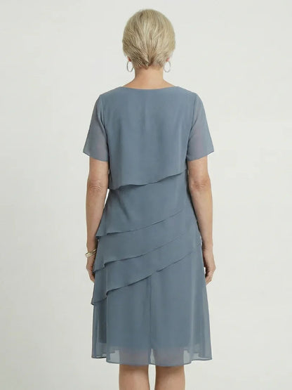 Robe À Superpositions Avec Col Rond Et Manches Courtes Pour Femme | Idéale Pour Toutes Les Saisons
