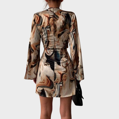 Robe Portefeuille avec Imprimé Marbré pour Femme | Idéale pour Événements et Réunions