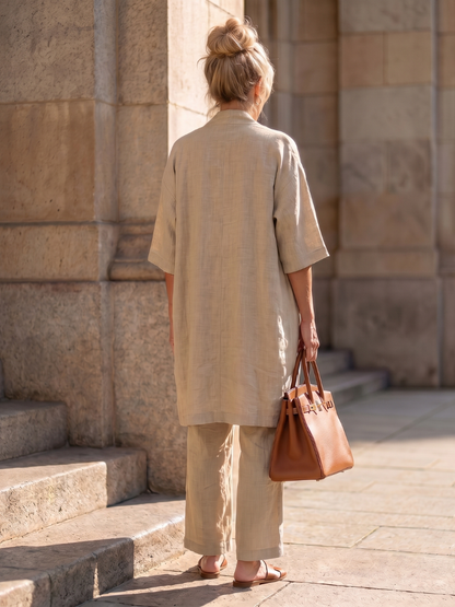 Ensemble trois pièces avec gilet ouvert pour femmes