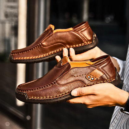 Mocassin sans lacets à coutures apparentes pour hommes | Idéal pour les sorties en journée