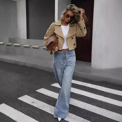 Trench-Coat Court Avec Coupe Ample Et Poches Pour Femme | Idéal Pour Le Printemps Et L’Automne