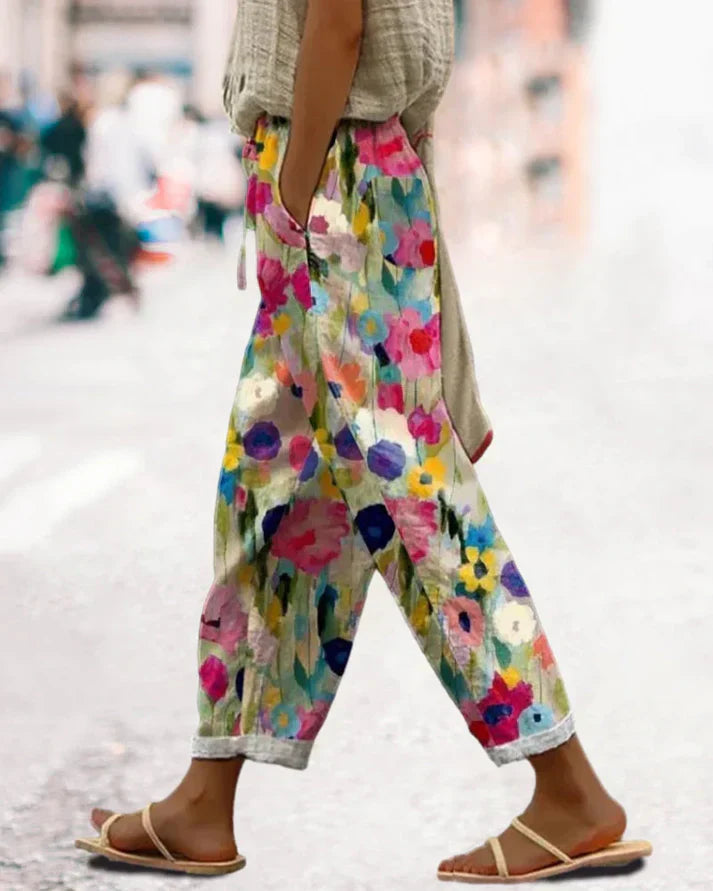Pantalon à Imprimé Floral avec Poches pour Femme | Idéal pour les Journées Décontractées