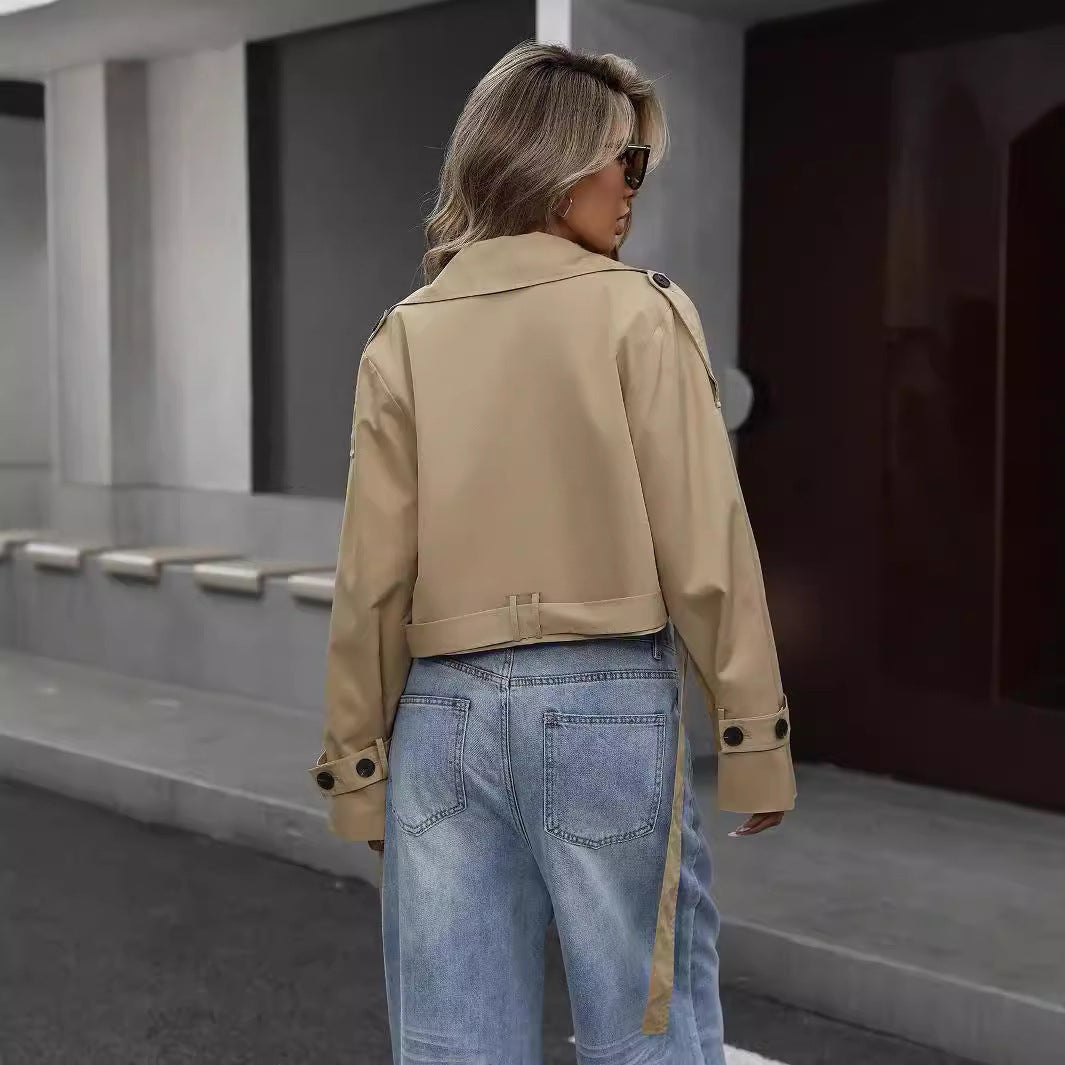 Trench-Coat Court Avec Coupe Ample Et Poches Pour Femme | Idéal Pour Le Printemps Et L’Automne