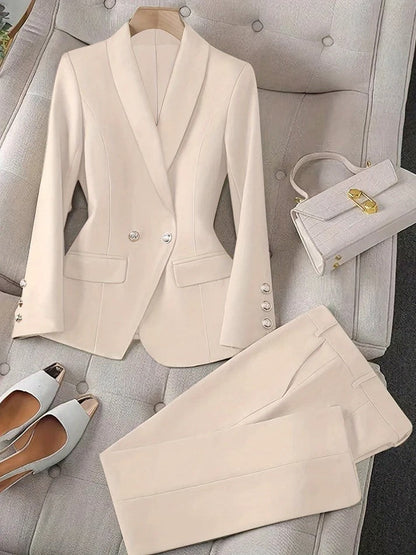 Ensemble Deux Pièces avec Blazer et Pantalon Coupe Unie pour Femme | Idéal pour Occasions Formelles