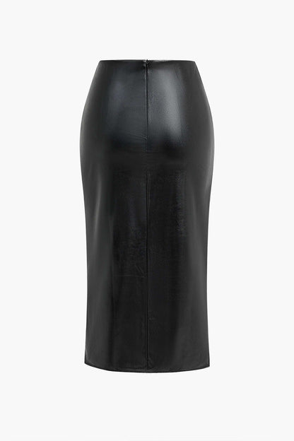 Jupe Midi Taille Haute Avec Drapé Et Fente Asymétrique Pour Femme | Idéale Pour Le Quotidien Et Les Soirées Planifiées