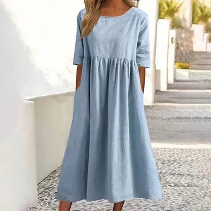 Robe Longue Bleue à Coupe Fluide pour Femme | Idéale pour l’Été