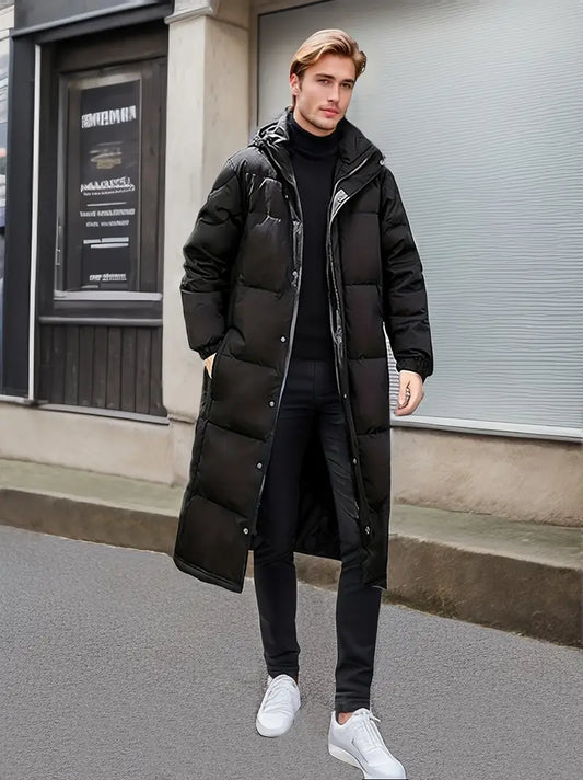 Manteau Long avec Capuche et Fermeture Zippée pour Hommes | Idéal pour l’Hiver