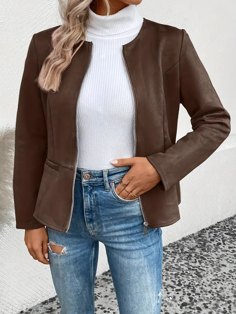 Veste Avec Fermeture Zippée Et Coupe Structurée Pour Femmes | Idéal Pour Les Saisons De Transition