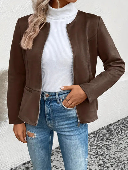 Veste Avec Fermeture Zippée Et Coupe Structurée Pour Femmes | Idéal Pour Les Saisons De Transition