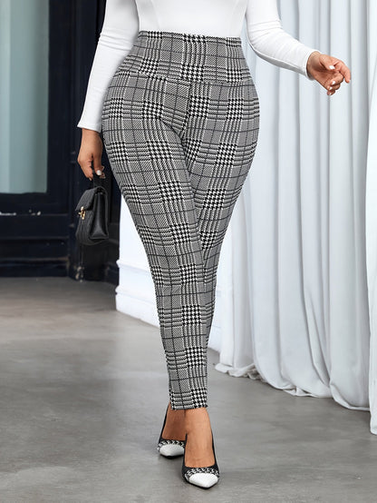 Pantalon de Loisirs à Carreaux Noirs pour Femme | Idéal pour le Bureau ou un Usage Quotidien