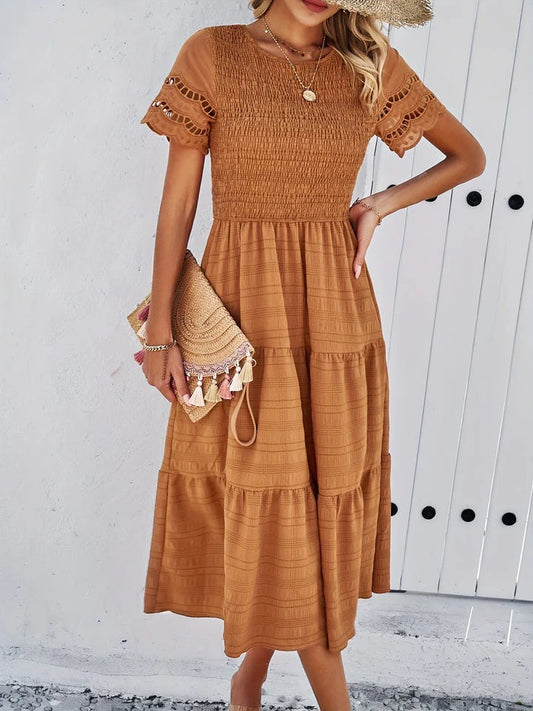 Robe Longue avec Détail en Dentelle pour Femme | Idéale pour les Soirées ou Occasions Spéciales