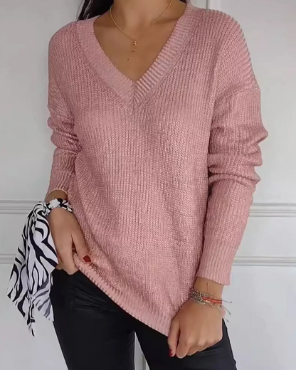 Pull En Maille Avec Col En V Et Finition Métallisée Pour Femme | Idéal Pour Toutes Les Saisons