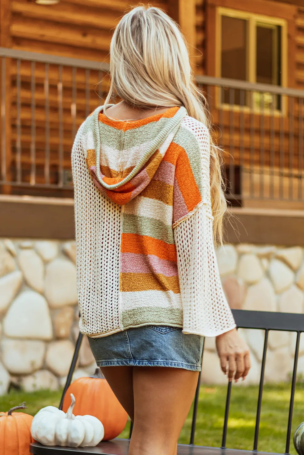 Pull À Capuche avec Motif Rayé Et Coupe Asymétrique pour Femmes | Idéal pour La Mi-Saison
