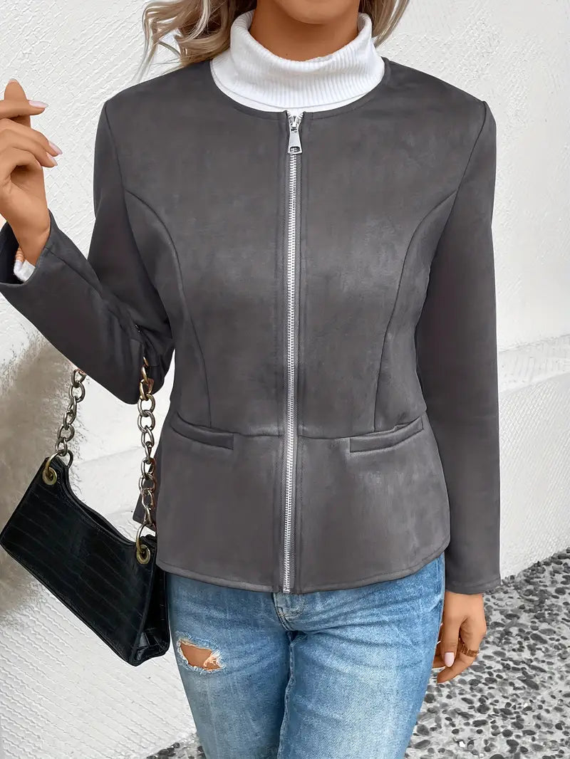 Veste Avec Fermeture Zippée Et Coupe Structurée Pour Femmes | Idéal Pour Les Saisons De Transition