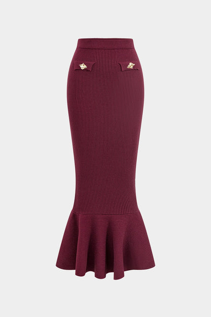 Ensemble Deux Pièces avec Haut Ajusté et Jupe Midi à Volants pour Femme | Idéal pour le Quotidien et les Occasions