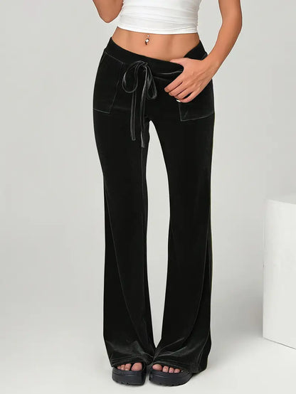 Pantalon Femme Évasé à Taille Élastique avec Poches | Idéal pour un Usage Quotidien