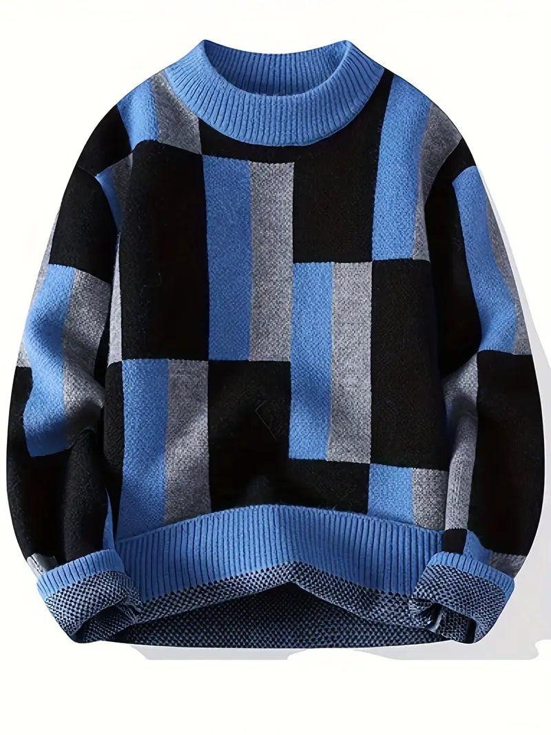 Pull En Maille À Motif Géométrique Avec Coupe Décontractée Pour Adultes | Idéal Pour Saisons Fraîches