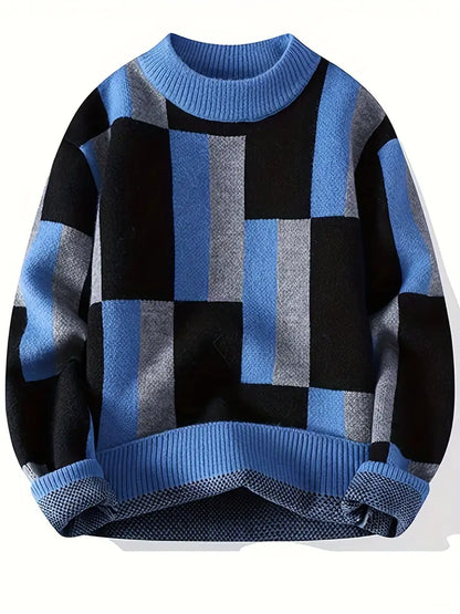 Pull En Maille À Motif Géométrique Avec Coupe Décontractée Pour Adultes | Idéal Pour Saisons Fraîches